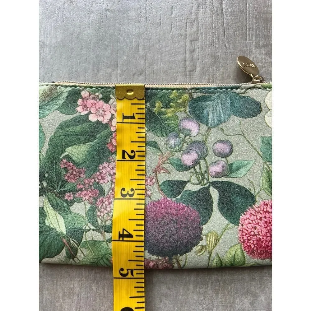 Faux Leather Spring Garden Zip Makeup Bag Pouch Clutch Wallet Travel Organize
